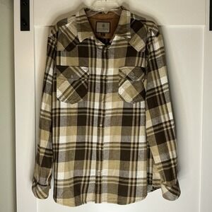 Legendary Whitetails flannel shirt mens XL button up Brown White‎ plaid Gorpcore